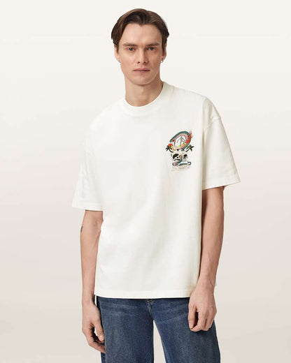 AllSaints Snakepit Oversized Short Sleeve Graphic T Shirt Washed Black
