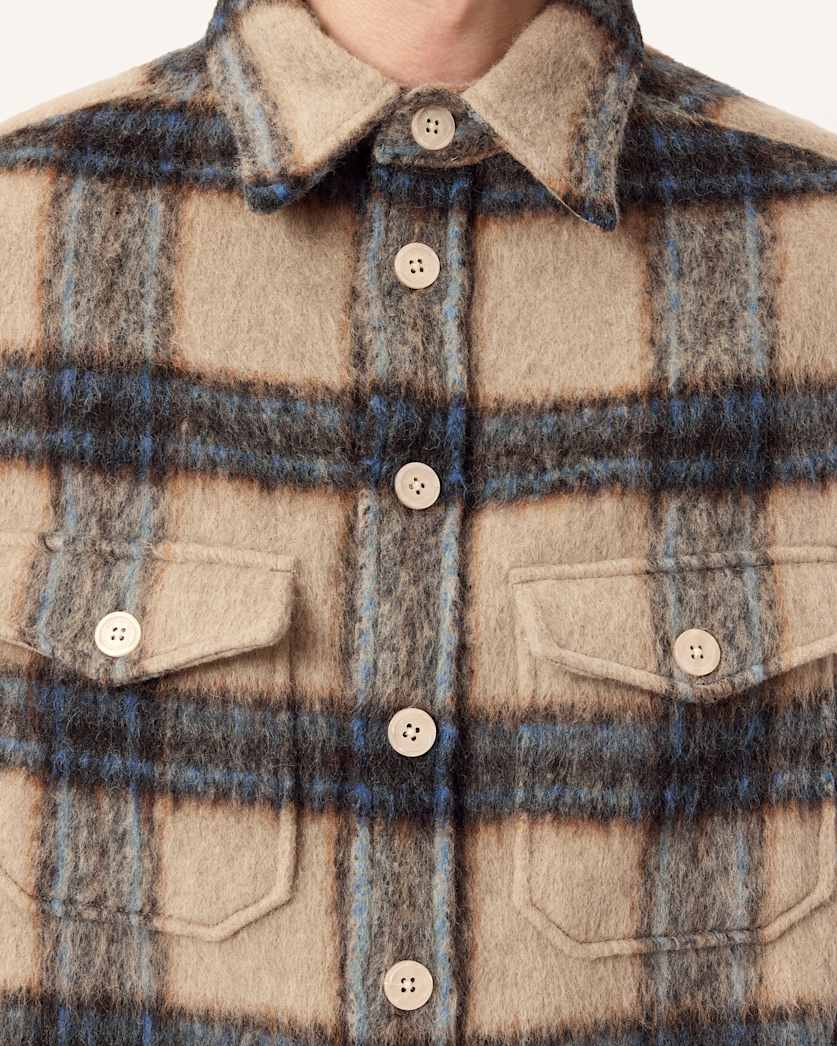 AllSaints Mogamy Long Sleeve Check Shirt Beige