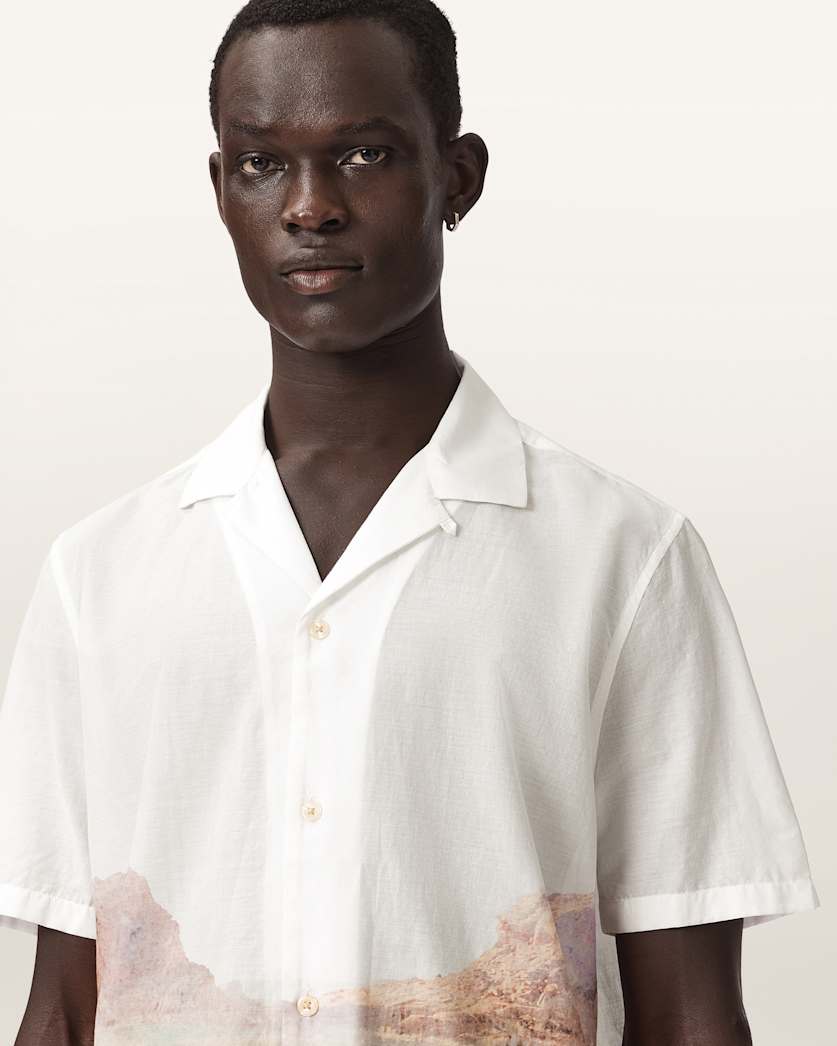 AllSaints Monument Short Sleeve Boxy Shirt Tern White