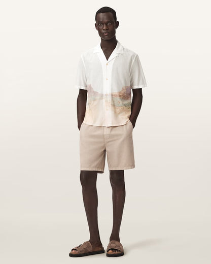 AllSaints Monument Short Sleeve Boxy Shirt Tern White
