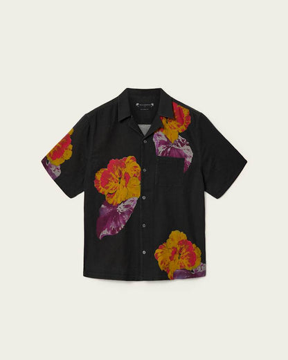 AllSaints Nouvelle Short Sleeve Linen Blend Shirt Ecru
