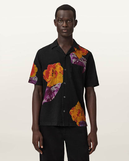 AllSaints Nouvelle Short Sleeve Linen Blend Shirt Ecru