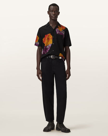 AllSaints Nouvelle Short Sleeve Linen Blend Shirt Ecru