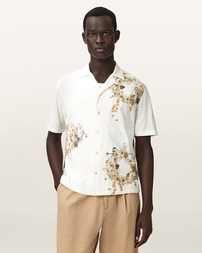 AllSaints Fleur Oversized Short Sleeve Shirt Ecru