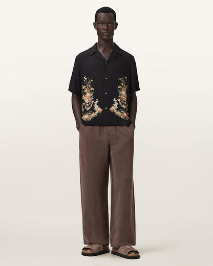 AllSaints Parsons Short Sleeve Boxy Shirt Jet Black