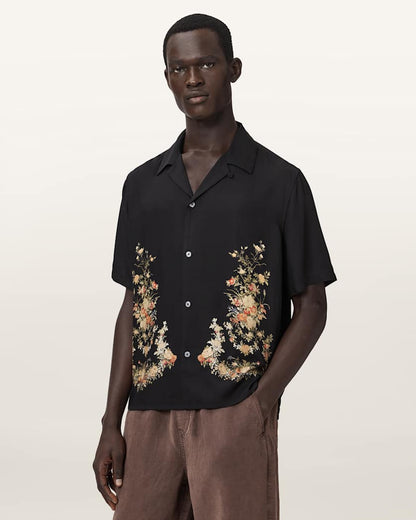 AllSaints Parsons Short Sleeve Boxy Shirt Jet Black