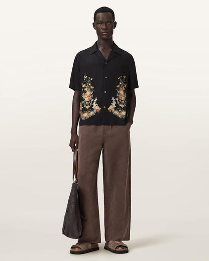 AllSaints Parsons Short Sleeve Boxy Shirt Jet Black