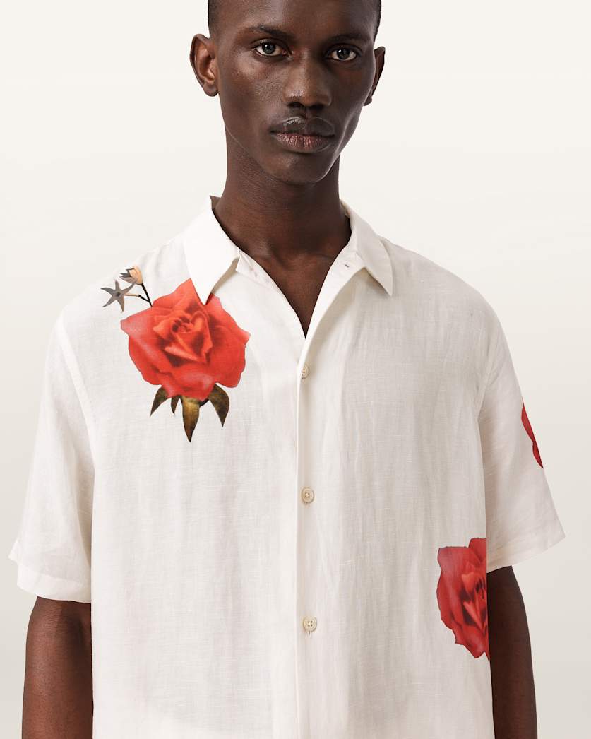 AllSaints Fleur Fazed Boxy Short Sleeve Shirt Anker Blue