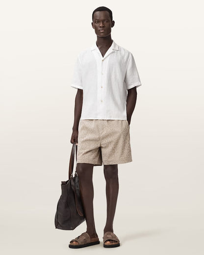 AllSaints Sepal Short Sleeve Boxy Linen Shirt White