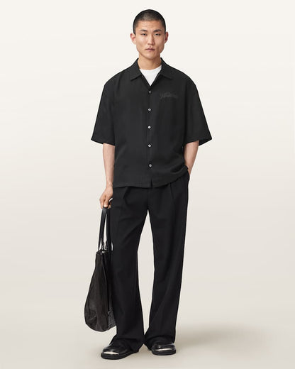 AllSaints Circe Oversized Short Sleeve Shirt Moonstone Blue