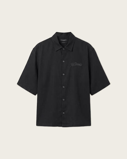 AllSaints Circe Oversized Short Sleeve Shirt Moonstone Blue
