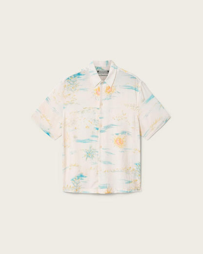 AllSaints Breezer Boxy Short Sleeve Printed Shirt Candy Yellow