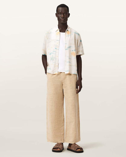 AllSaints Breezer Boxy Short Sleeve Printed Shirt Candy Yellow