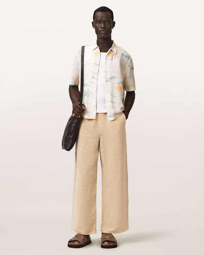 AllSaints Breezer Boxy Short Sleeve Printed Shirt Candy Yellow