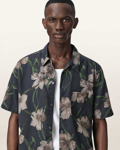 AllSaints Climber Short Sleeve Boxy Shirt Jet Black