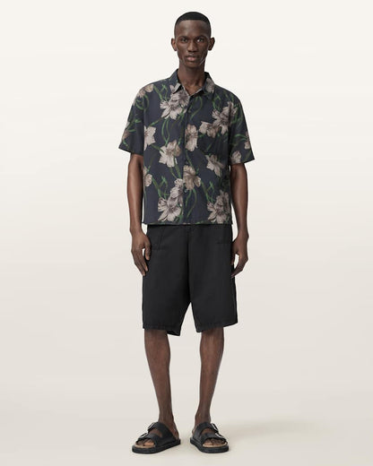 AllSaints Climber Short Sleeve Boxy Shirt Jet Black