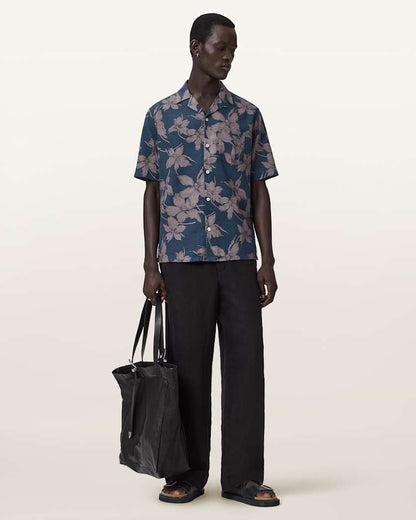 AllSaints Parterre Relaxed Fit Short Sleeve Shirt Bay Blue