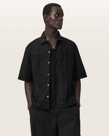 AllSaints Field Oversized Short Sleeve Cotton Shirt White