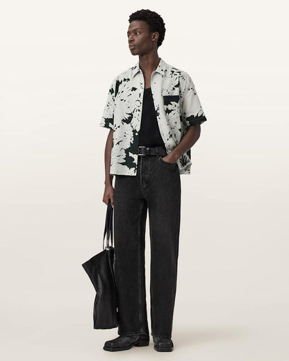 AllSaints Girona Short Sleeve Printed Shirt Sharp White
