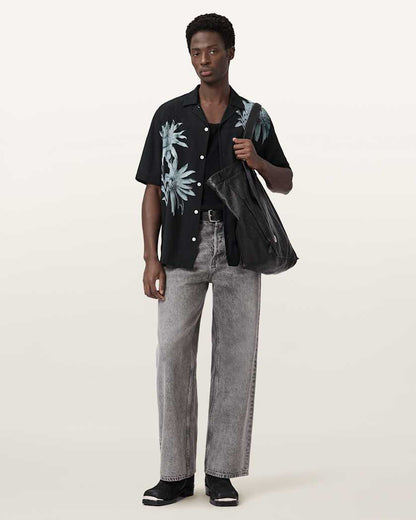 AllSaints Floraze Relaxed Fit Shirt Jet Black