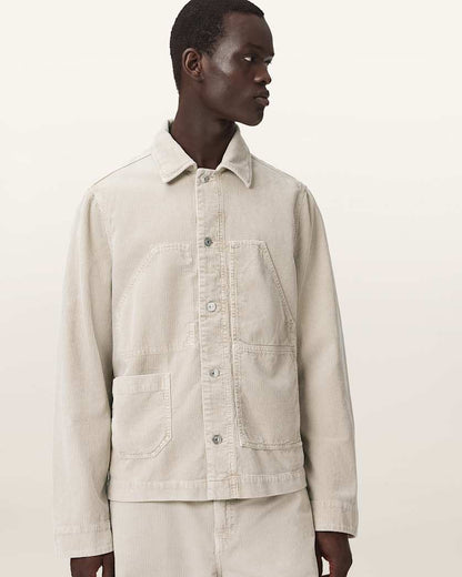 AllSaints Mukesh Relaxed Fit Cord Shacket Stone Brown