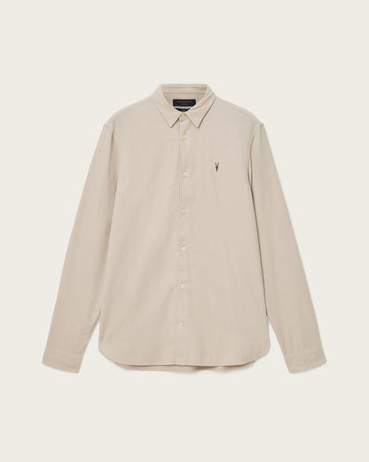AllSaints Birchwood Long Sleeve Shirt Moon Grey