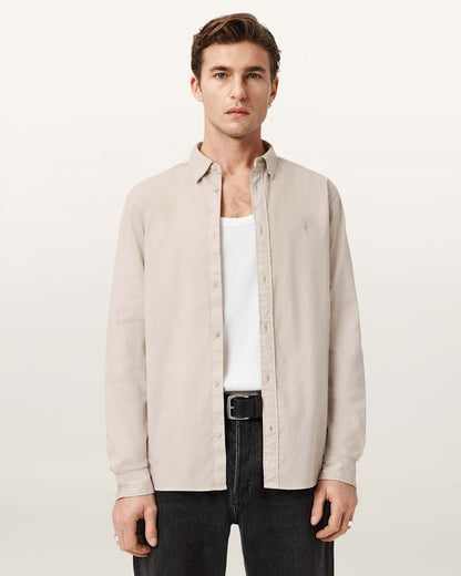 AllSaints Hawthorne Ramskull Stretch Fit Shirt Sunil Blue