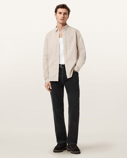 AllSaints Hawthorne Ramskull Stretch Fit Shirt Sunil Blue