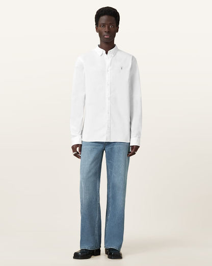 AllSaints Hawthorne Ramskull Stretch Fit Shirt Sunil Blue
