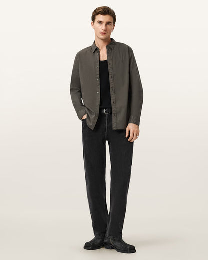 AllSaints Hawthorne Ramskull Stretch Fit Shirt Sunil Blue