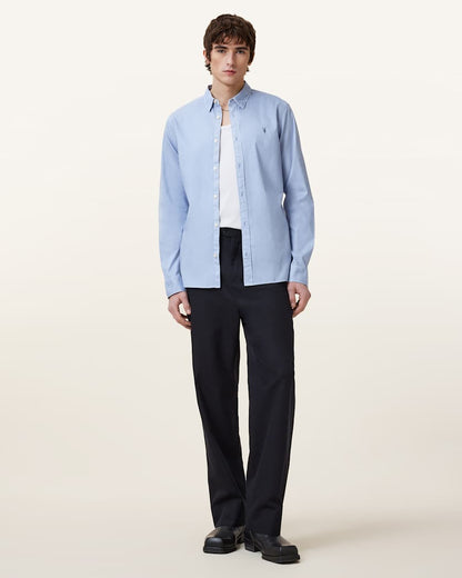 AllSaints Hawthorne Ramskull Stretch Fit Shirt Sunil Blue