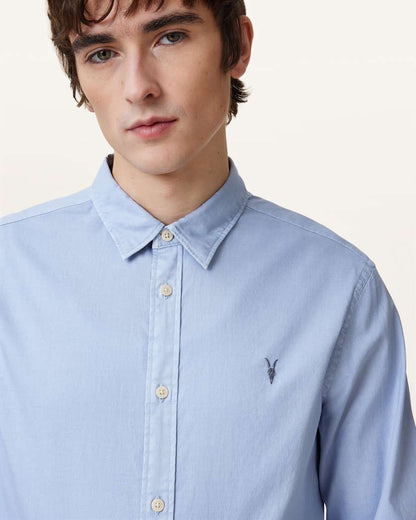 AllSaints Hawthorne Ramskull Stretch Fit Shirt Sunil Blue