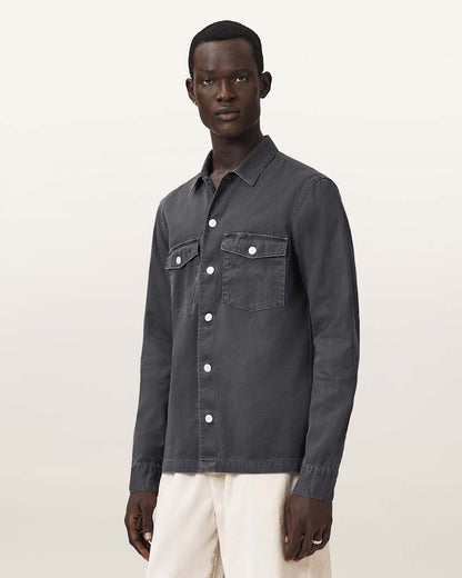 AllSaints Spotter Slim Fit Overshirt Parma Blue