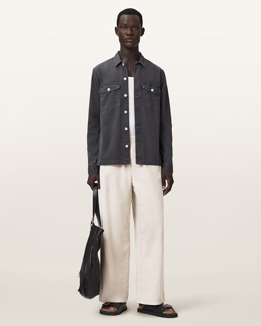 AllSaints Spotter Slim Fit Overshirt Parma Blue