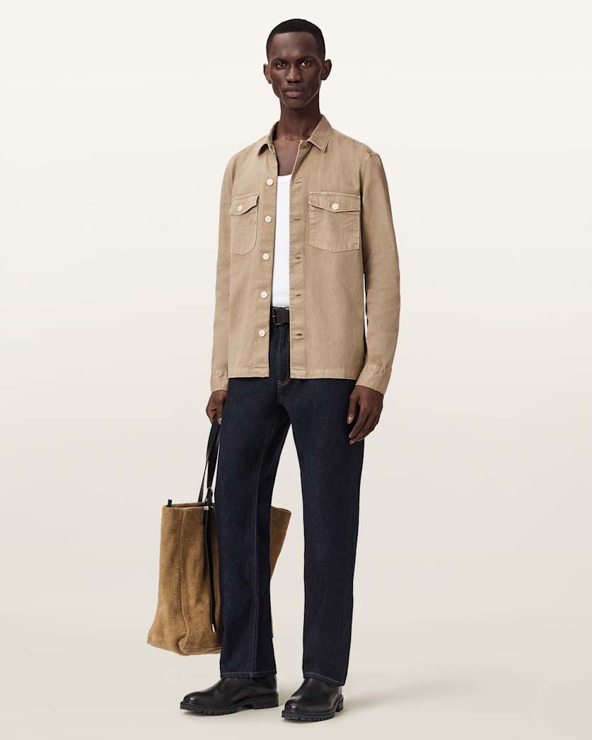 AllSaints Spotter Slim Fit Overshirt Parma Blue