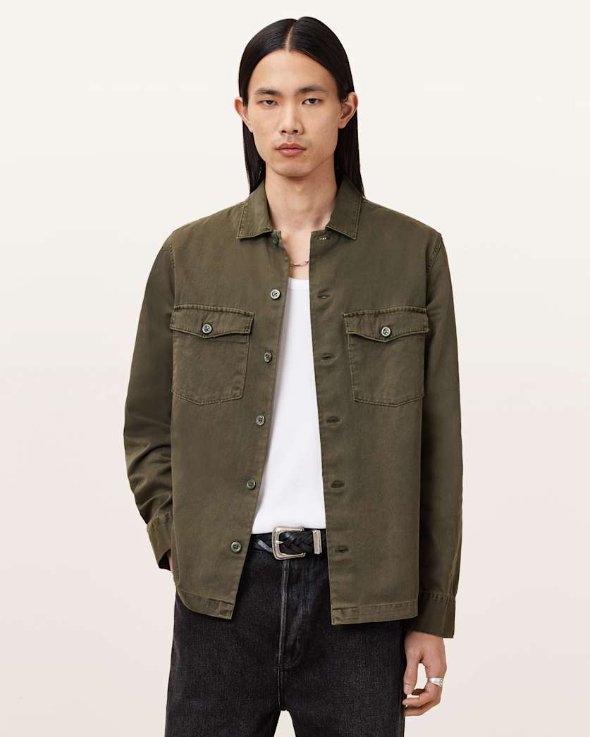 AllSaints Spotter Slim Fit Overshirt Parma Blue