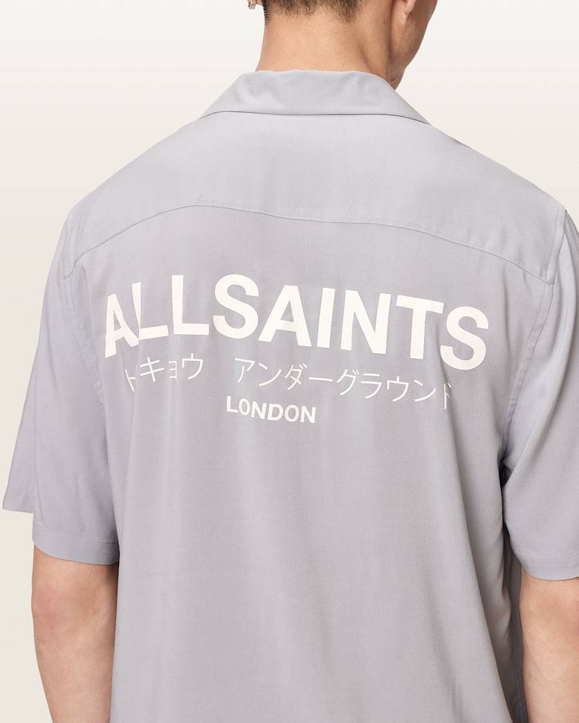AllSaints Underground Relaxed Fit Logo Shirt Clouded Grey