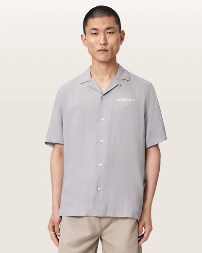 AllSaints Underground Relaxed Fit Logo Shirt Clouded Grey