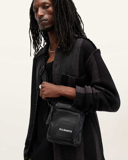 AllSaints Falcon Leather Pouch Bag Black