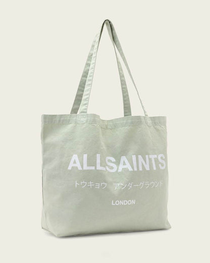AllSaints Underground Logo Printed Tote Bag Powdered Green