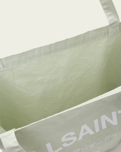 AllSaints Underground Logo Printed Tote Bag Powdered Green