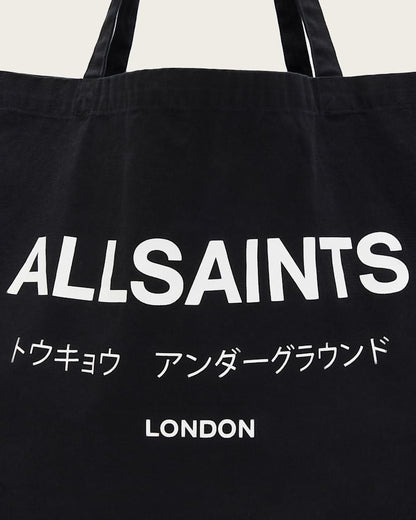 AllSaints Underground Logo Printed Tote Bag Black/Chalk