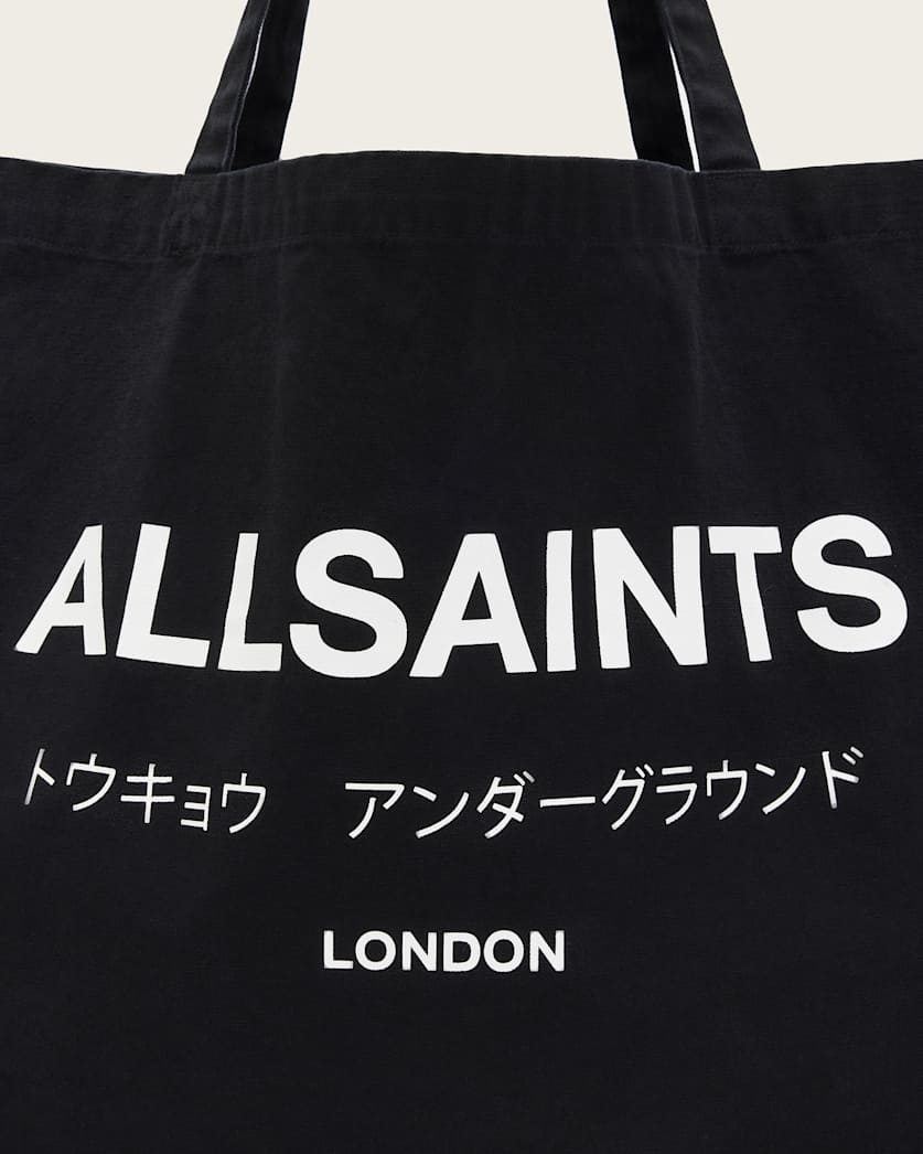 AllSaints Underground Logo Printed Tote Bag Black/Chalk
