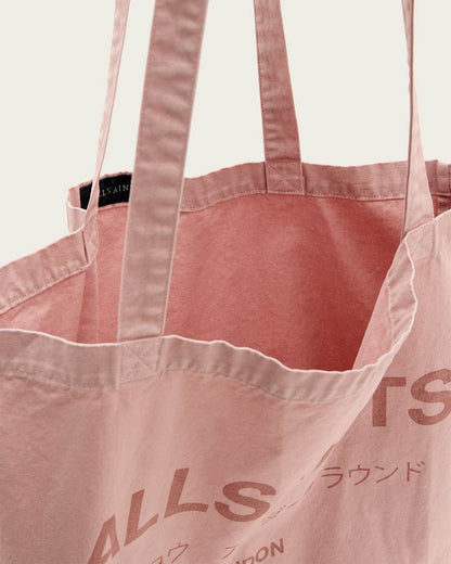 AllSaints Underground Logo Printed Tote Bag Bramble Pink