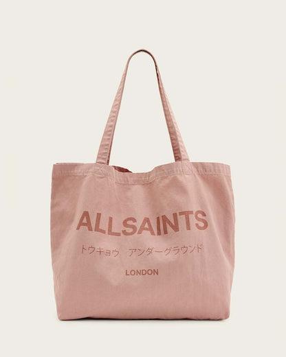 AllSaints Underground Logo Printed Tote Bag Bramble Pink