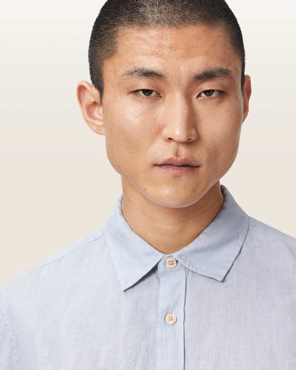 AllSaints Loom Long Sleeve Linen Shirt White