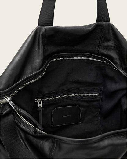 AllSaints Kei Leather Weekender Bag Black