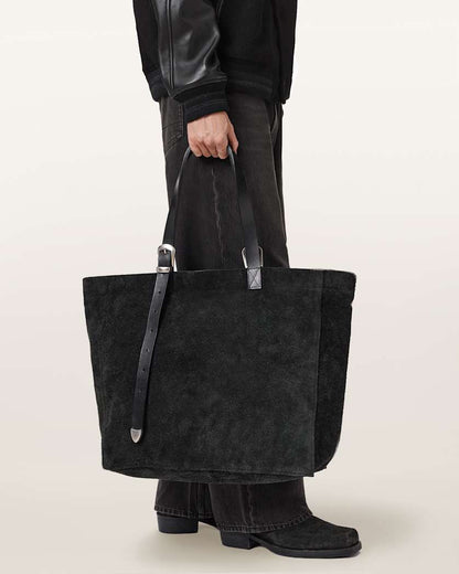 AllSaints Haven Suede Tote Bag Black