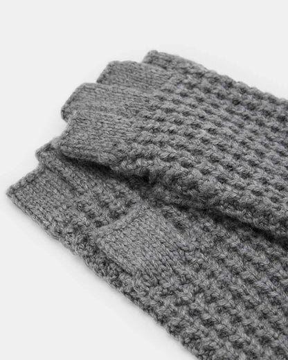 AllSaints Nevada Fingerless Wool Blend Gloves Grey Marl
