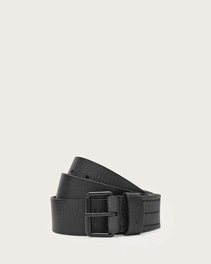 AllSaints Dunston Leather Embossed Belt Black